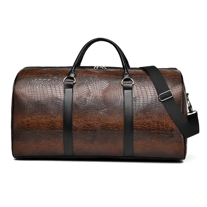 Sac de voyage en cuir PU texturé Crocodile, bagage de vacances rétro, grande capacité, sac à main Du