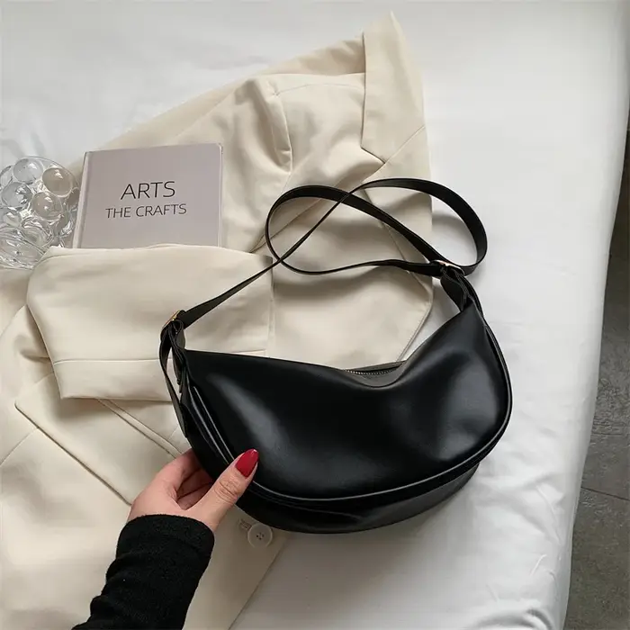 Sac à bandoulière noir pour femme, sac sous les bras, sac à boulettes de grande capacité, PU classiq