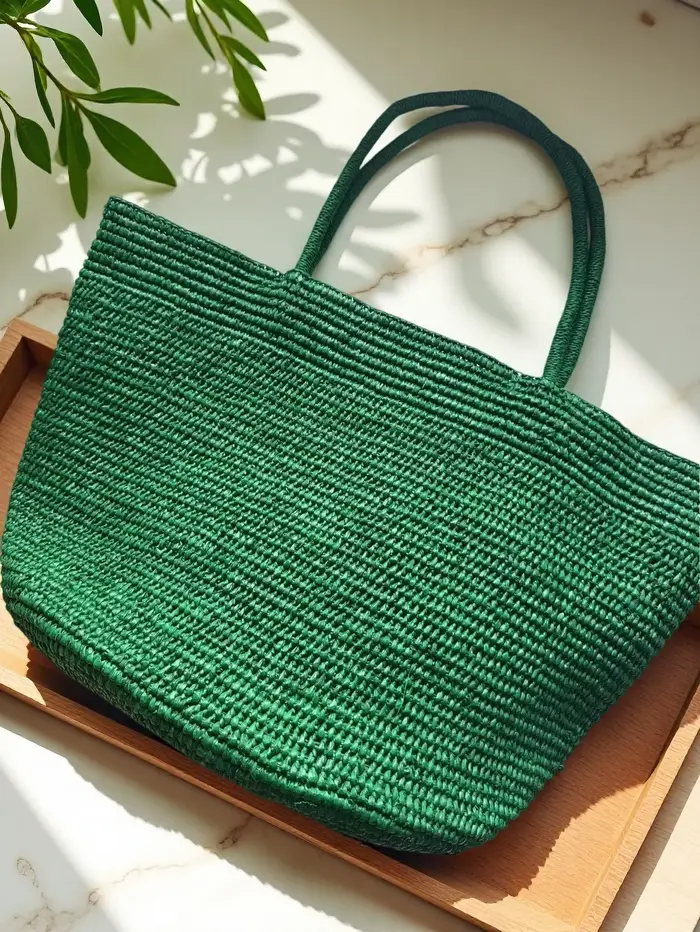 Sac à main fourre-tout en paille naturelle et raphia