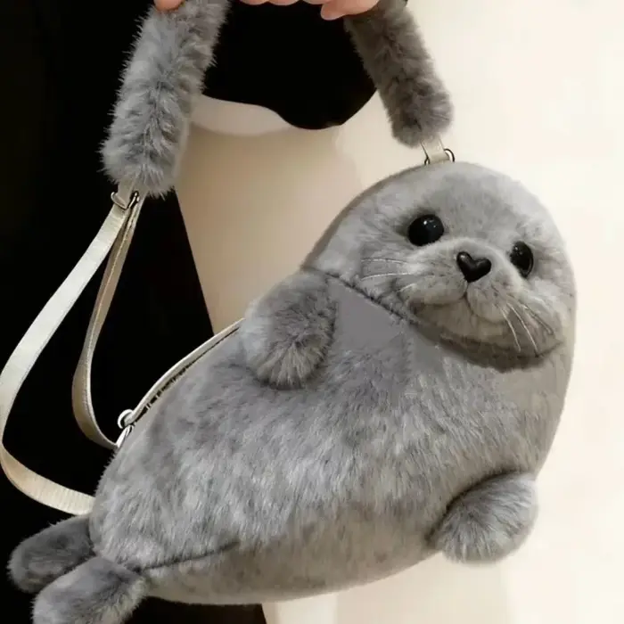 Sac à bandoulière en forme de phoque mignon et épaissi, adorable sac à main en forme de phoque de de