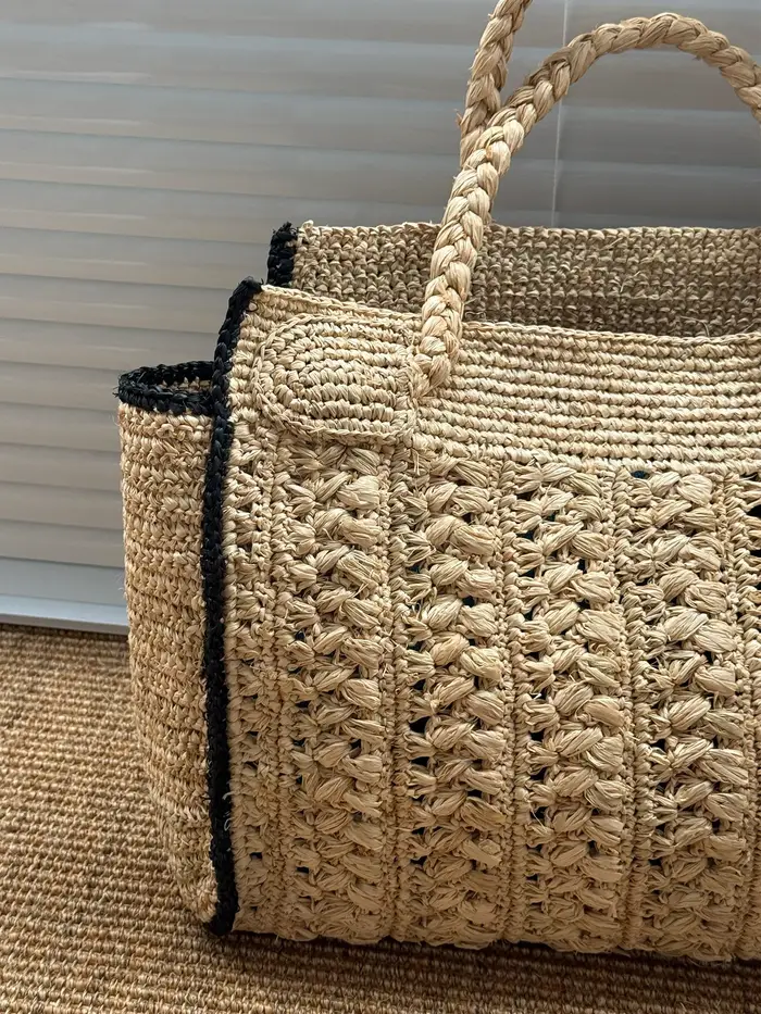 Sac de plage tressé vintage français Lafite, fait main, polyvalent, grande capacité, pour femme, tendance