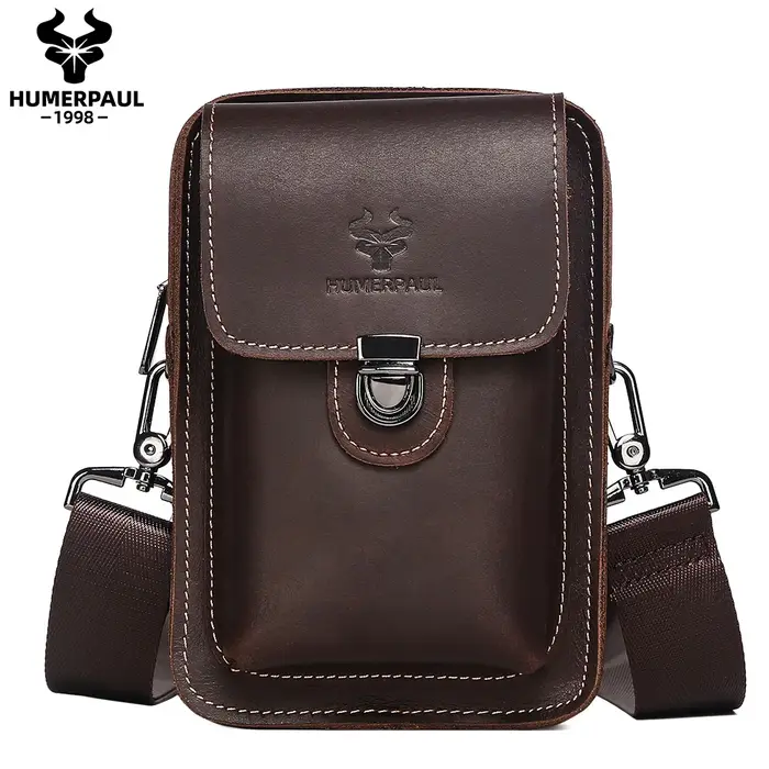 HUMERPAUL sac de taille pour hommes Crazy Horse cuir petits sacs à bandoulière qualité pochette de t