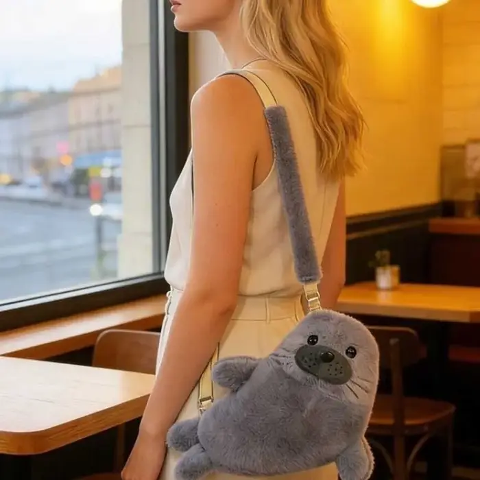 Sac à bandoulière en forme de phoque mignon et épaissi