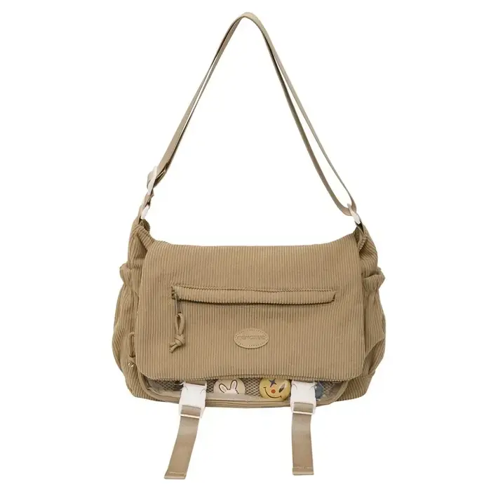 Nouveau Kawaii Itabag hiver doux velours côtelé sacs à bandoulière Transparent sac clair Collage étudiant sac