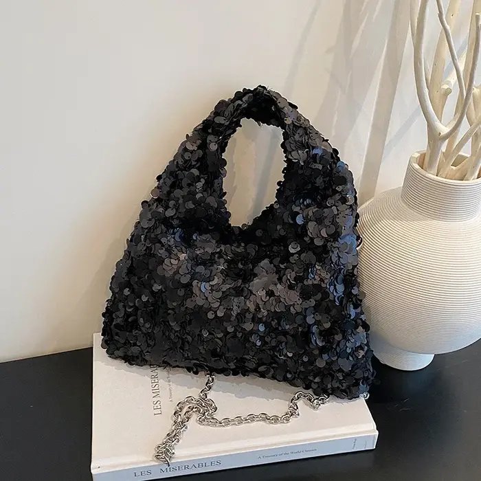 Sac à bandoulière carré à paillettes brillantes pour femmes