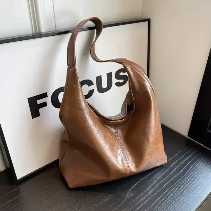 Sac à bandoulière en cuir PU souple pour femmes