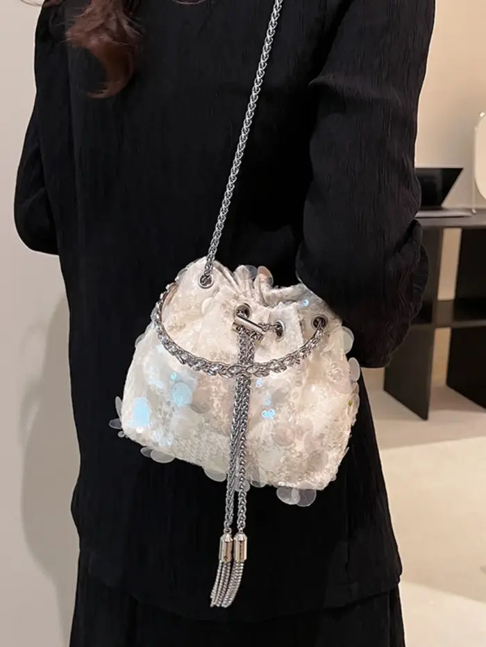 JOTassel-Sac à bandoulière à paillettes pour femme