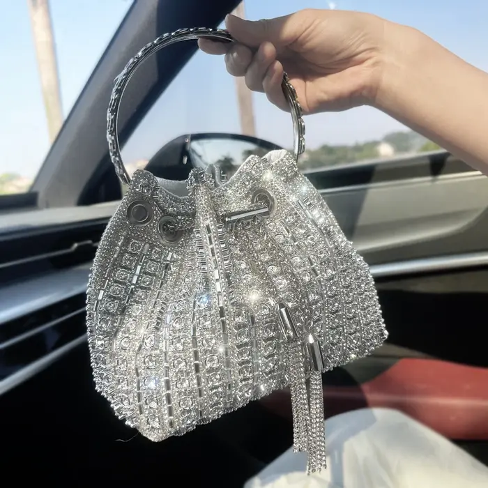Sacs à main et sacs à main de luxe pour femmes, pochette seau, sac de banquet de soirée, sac à bandoulière en strass cristal