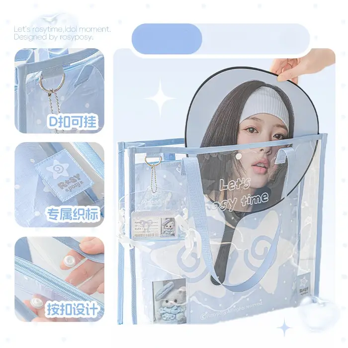 Doux simplicité grande capacité tablette PC sac à bandoulière Transparent bricolage décor Badge Photocard sac à main