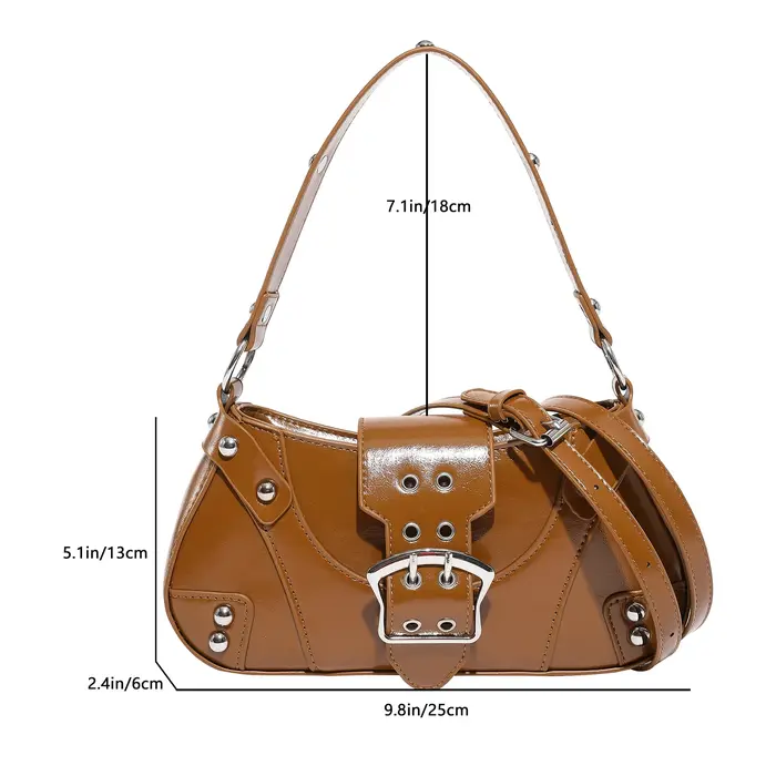Pochette rouge femmes couleur unie sac à main en cuir Pu sac noir Style Punk Moto sous les bras bandoulière sac