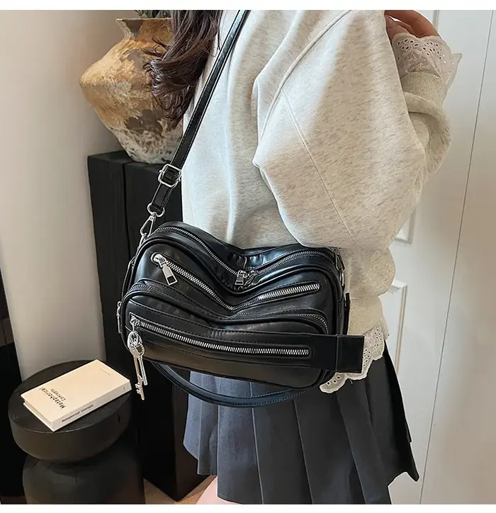 Sac messager en cuir PU souple pour femmes