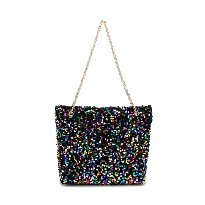 Pochette à bandoulière carrée à paillettes pour femmes
