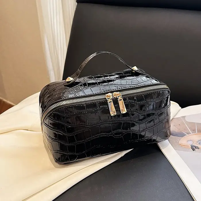 Sac de maquillage en cuir PU haut de gamme pour femmes