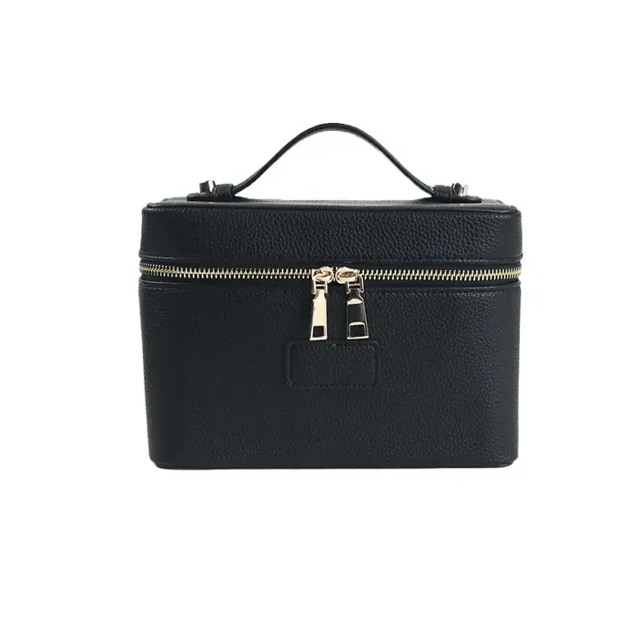 Sac de maquillage classique personnalisable à motif pierre pour femme, doublure en cuir facile à net