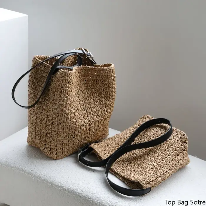 Sac à bandoulière en raphia tressé bohème pour femme