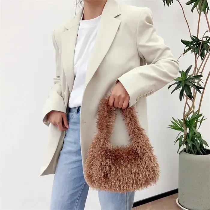 Sac à Main en Fausse Fourrure pour Femme
