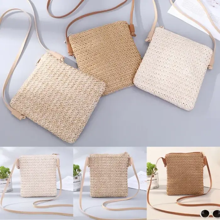 Sac à main carré en rotin pour femmes