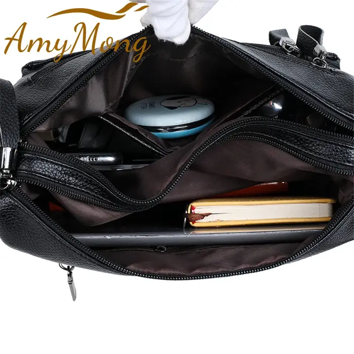 Sacs à bandoulière en cuir souple multi-poches pour femmes