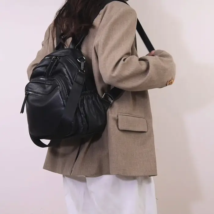 Sac à dos pour femme en cuir véritable