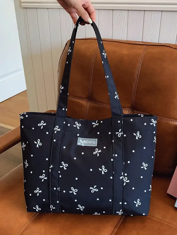 Sac fourre-tout à motif nœud mignon, tendance et décontracté, léger, avec boucle magnétique, sac à b