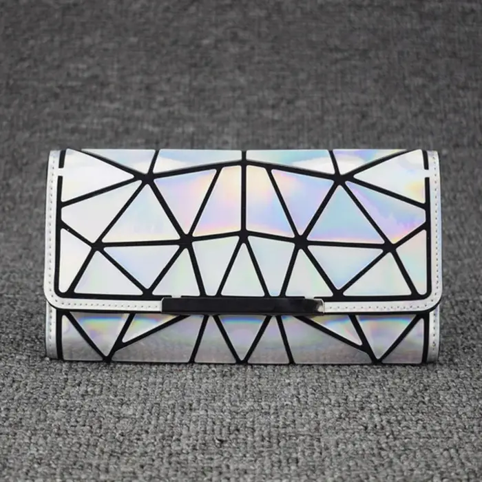 Sac à main portefeuille géométrique femmes longue pochette portefeuilles sac d'argent trois plis