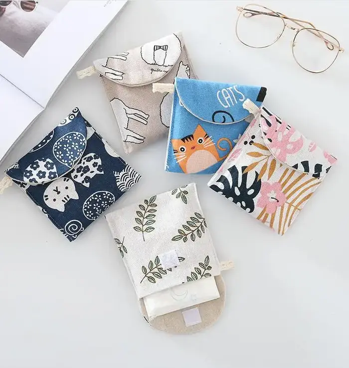 Sac à cosmétiques de voyage pour femmes, petit sac de rangement pour serviettes hygiéniques, sac de 