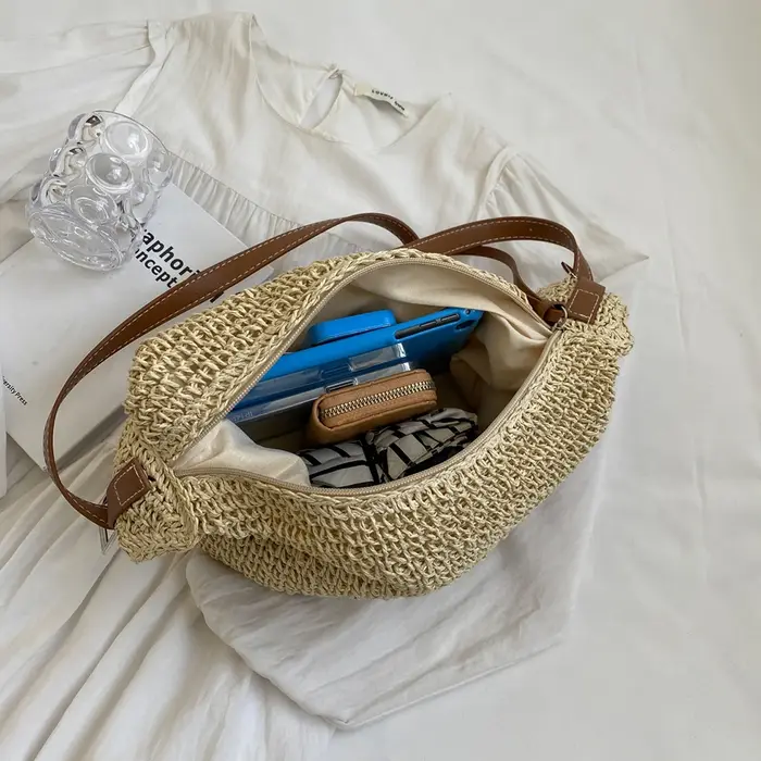 Sac d'été en paille tissée pour femmes