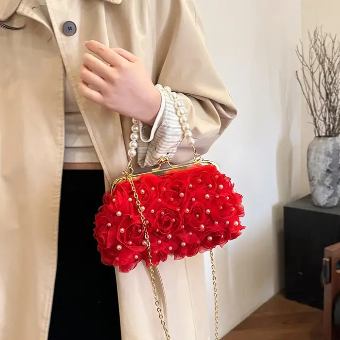 Sac de soirée à fleurs de Rose pour femmes