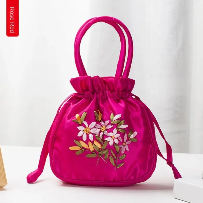 Mini sac à main à motif de fleurs brodées pour femmes