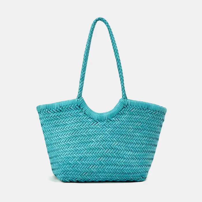 Sac fourre-tout en cuir pleine fleur tissé à la main