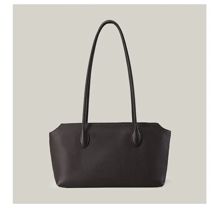 Sac à bandoulière en cuir véritable TR, sac fourre-tout Terrasse à longue sangle, sac à main uni style ROW, sac sous le bras pour femme
