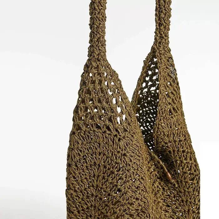 Sac en paille tissé pour femme, sac de plage polyvalent, style vacances