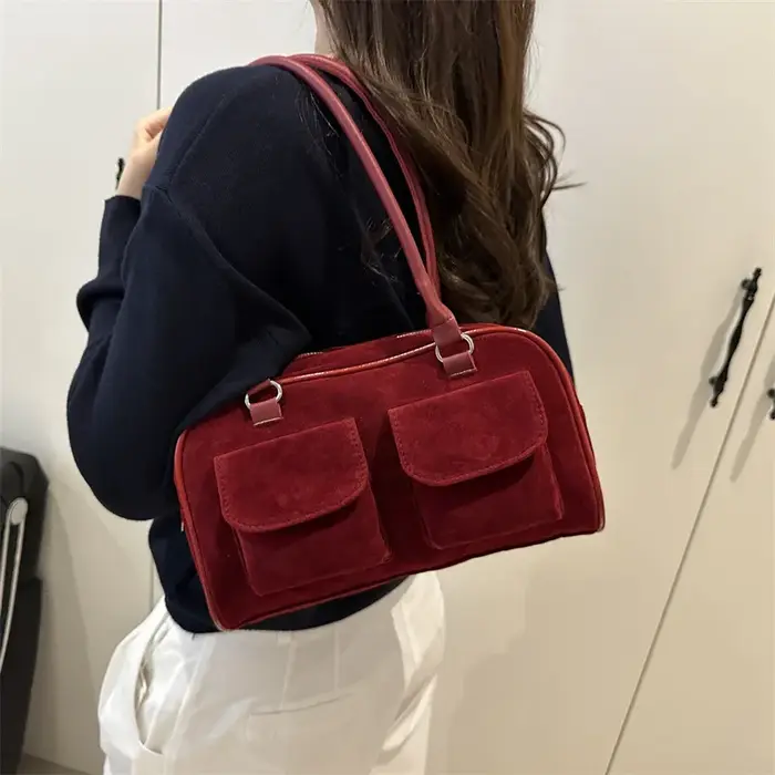 Sacs à bandoulière carrés en daim Vintage pour femmes