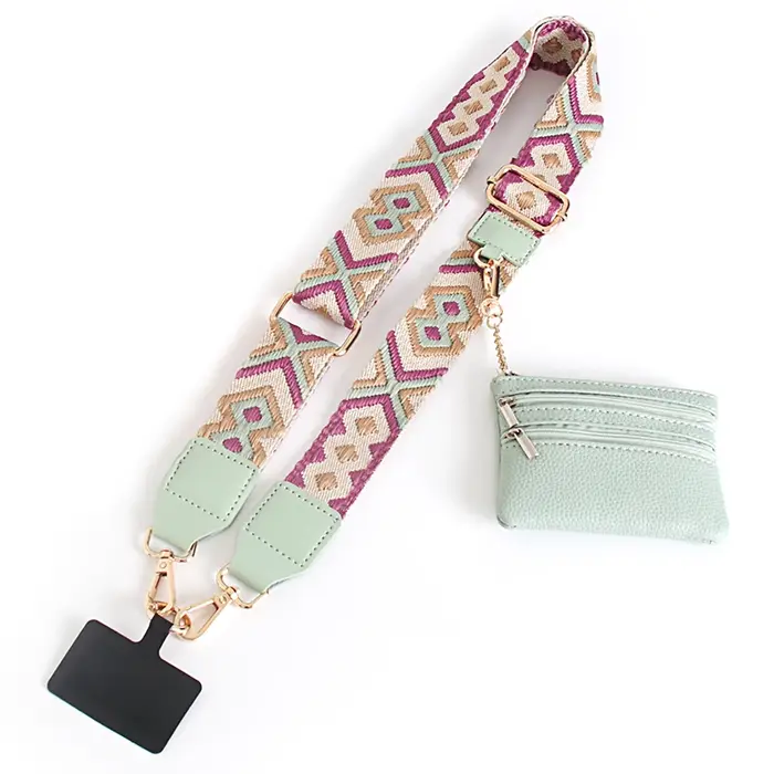 Lanière de téléphone avec poche zippée et sac de rangement