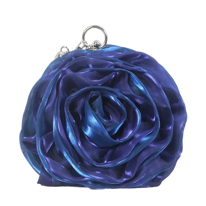 Pochette de mariage en soie pour femmes avec fleur de camélia, sac de soirée de mariée élégant pour