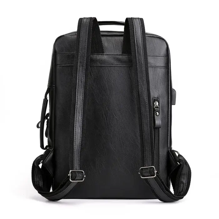 Sacs à dos d'affaires pour hommes étanche en cuir PU pochette d'ordinateur grande capacité USB charge sac à dos mâle mode voyage sac à dos sac
