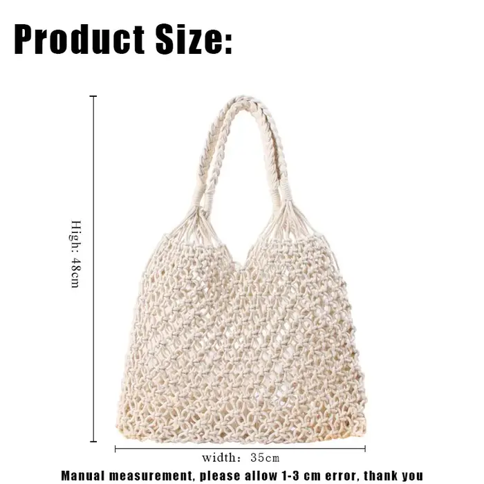 Sac fourre-tout en macramé YoReAi en corde de coton ajourée
