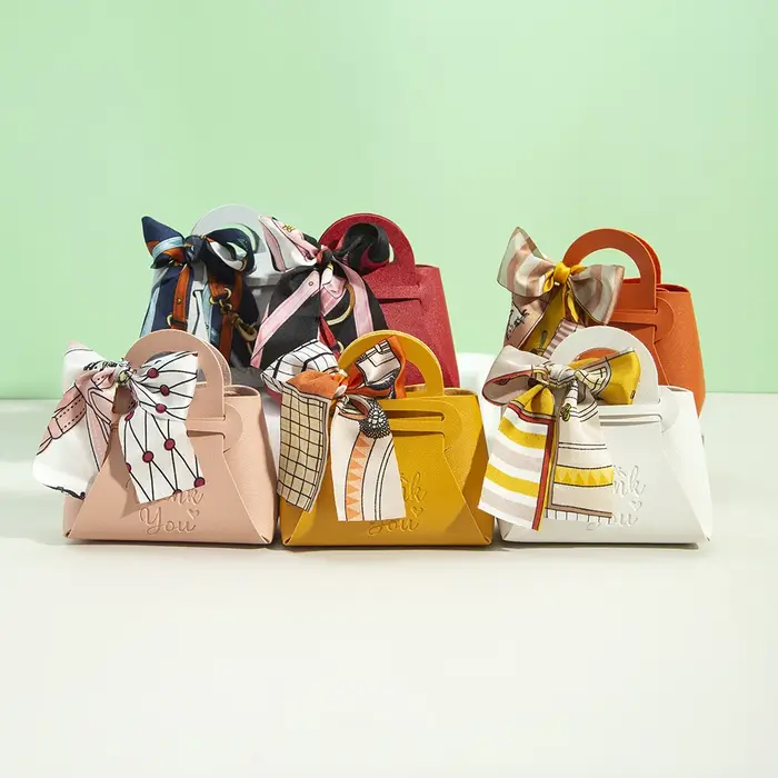 Mini sacs cadeaux de pâques en cuir avec ruban à nœud