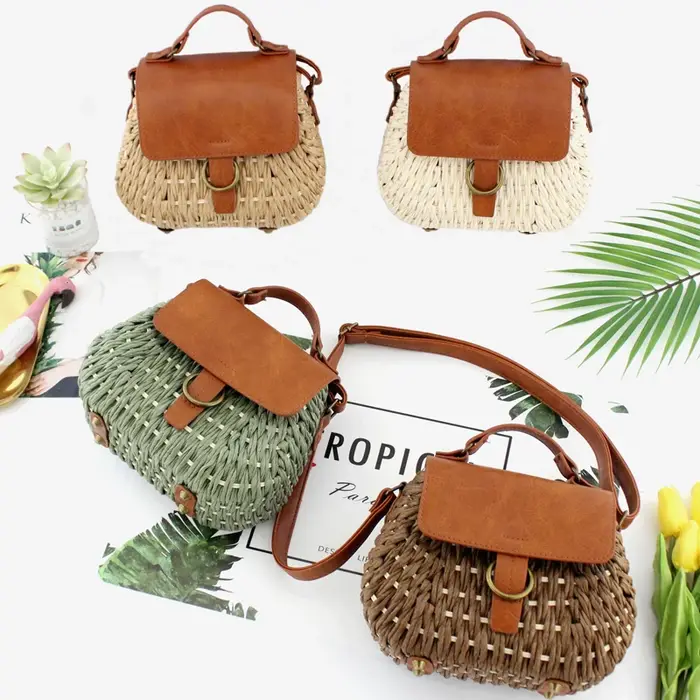 Sac à main en rotin tissé vintage