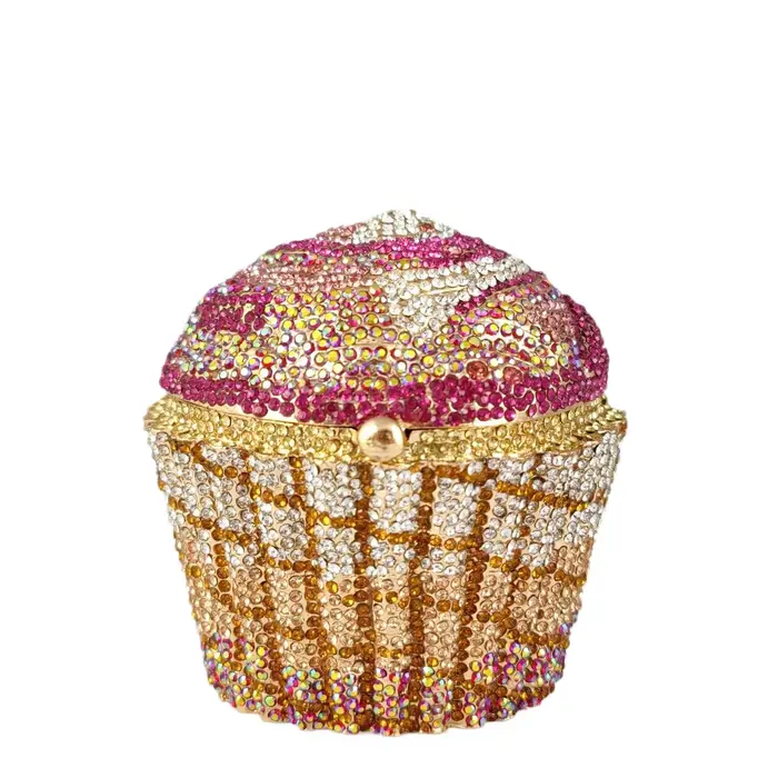 Boutique De FGG femmes Mini Cupcake strass pochette sac à main cristal pochette sac De soirée sac à