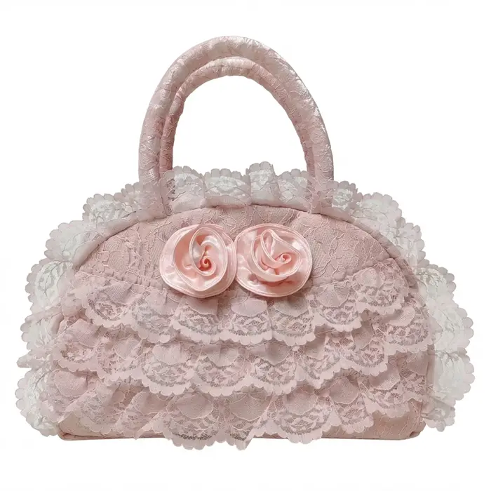 Sac à main de style rétro pour femmes avec garniture à volants en dentelle pour les voyages quotidie