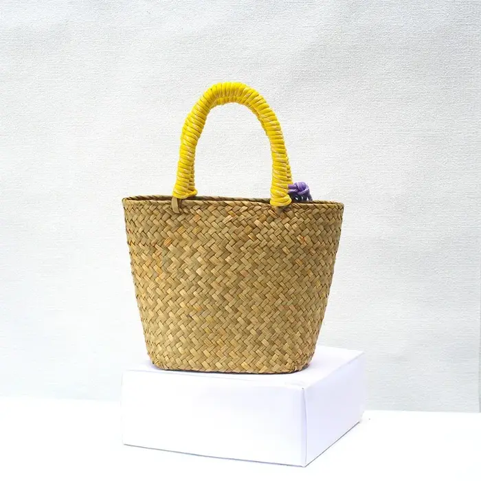 1 pièces sac fourre-tout tissé à la main panier de plage sac de marché