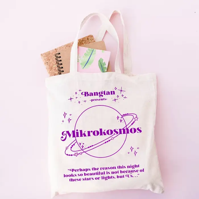Bangtan-Sac fourre-tout en toile imprimée, sac shopper réutilisable, sac initié polyvalent, sac à ma