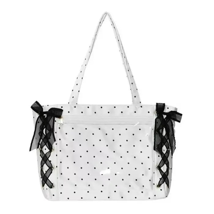 Sac à poignée supérieure pour femmes, sac à bandoulière en ruban de Satin à pois, grande capacité pour étudiants, Texture confortable et polyvalente, sac Ita