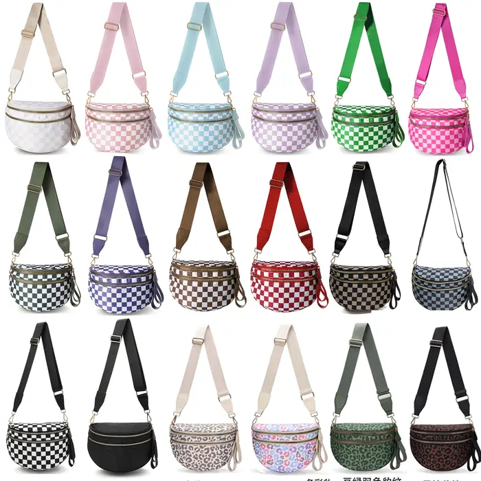 DOYOGI noir et blanc à carreaux spacieux Bum sac sacs à bandoulière pour femmes en Nylon essentiels de voyage sac de