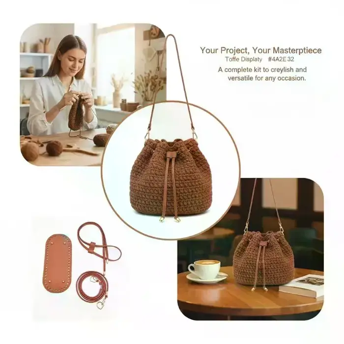 Kit d'accessoires DIY pour sac à main au crochet : base de sac en cuir PU