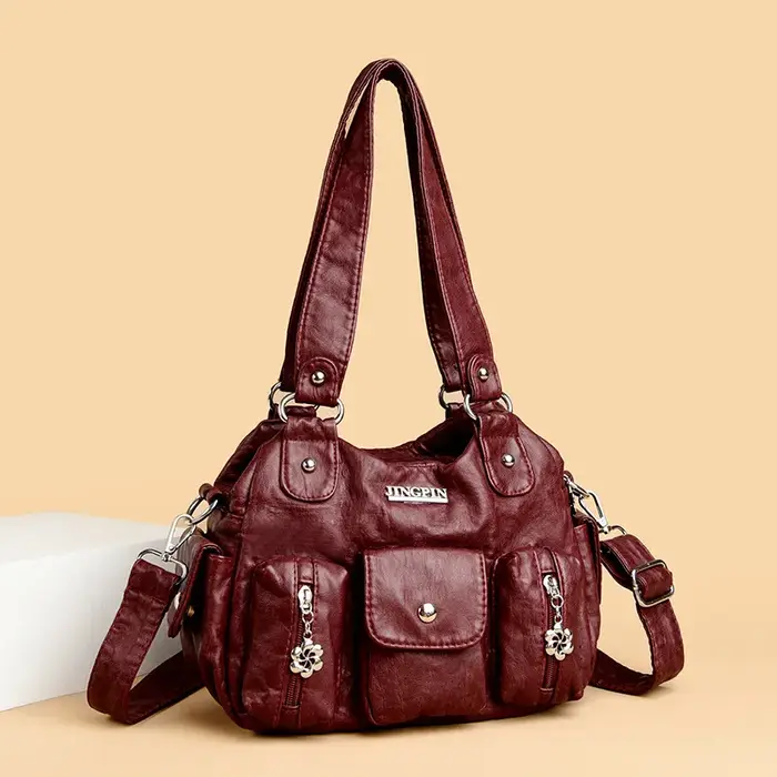 Sac à main rétro en cuir de grande capacité pour femmes