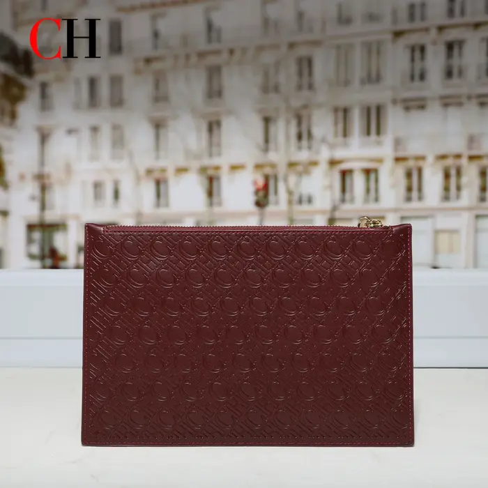 Pochette CH pour femme en cuir PU gaufré monogramme