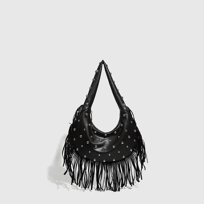 ChimTassel-Sac fourre-tout en daim marron à bandoulière, sac à boulettes rétro, sac sous les bras, i