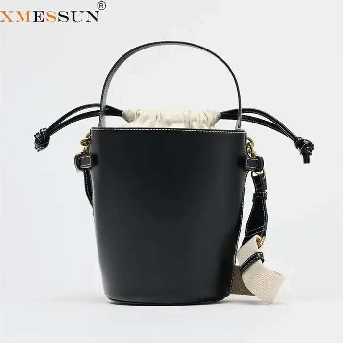 Nouveau sac seau tendance en cuir souple